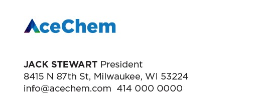 Image of AceChem business card - front side