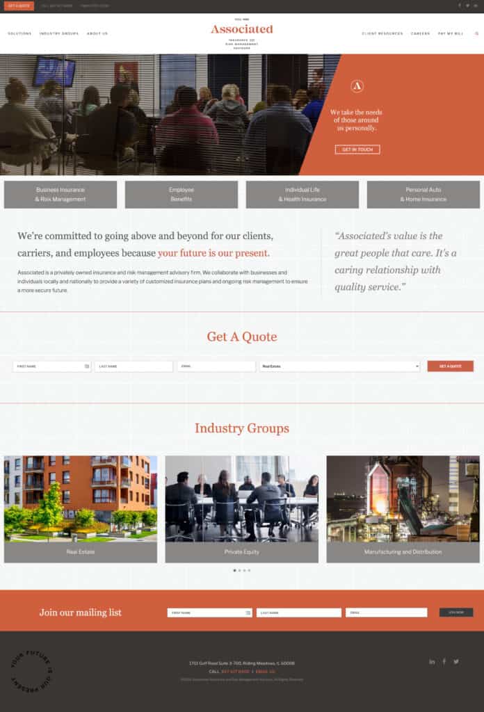 Associated Insurance, Home Page.