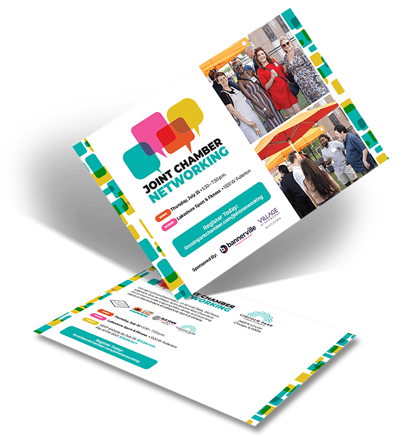 Event marketing, as a direct mail postcard.