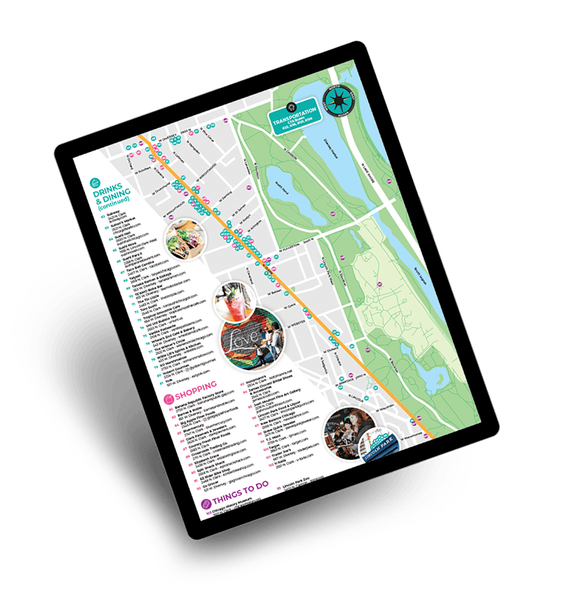 Infographic development, shown as a custom map for a shopping district.